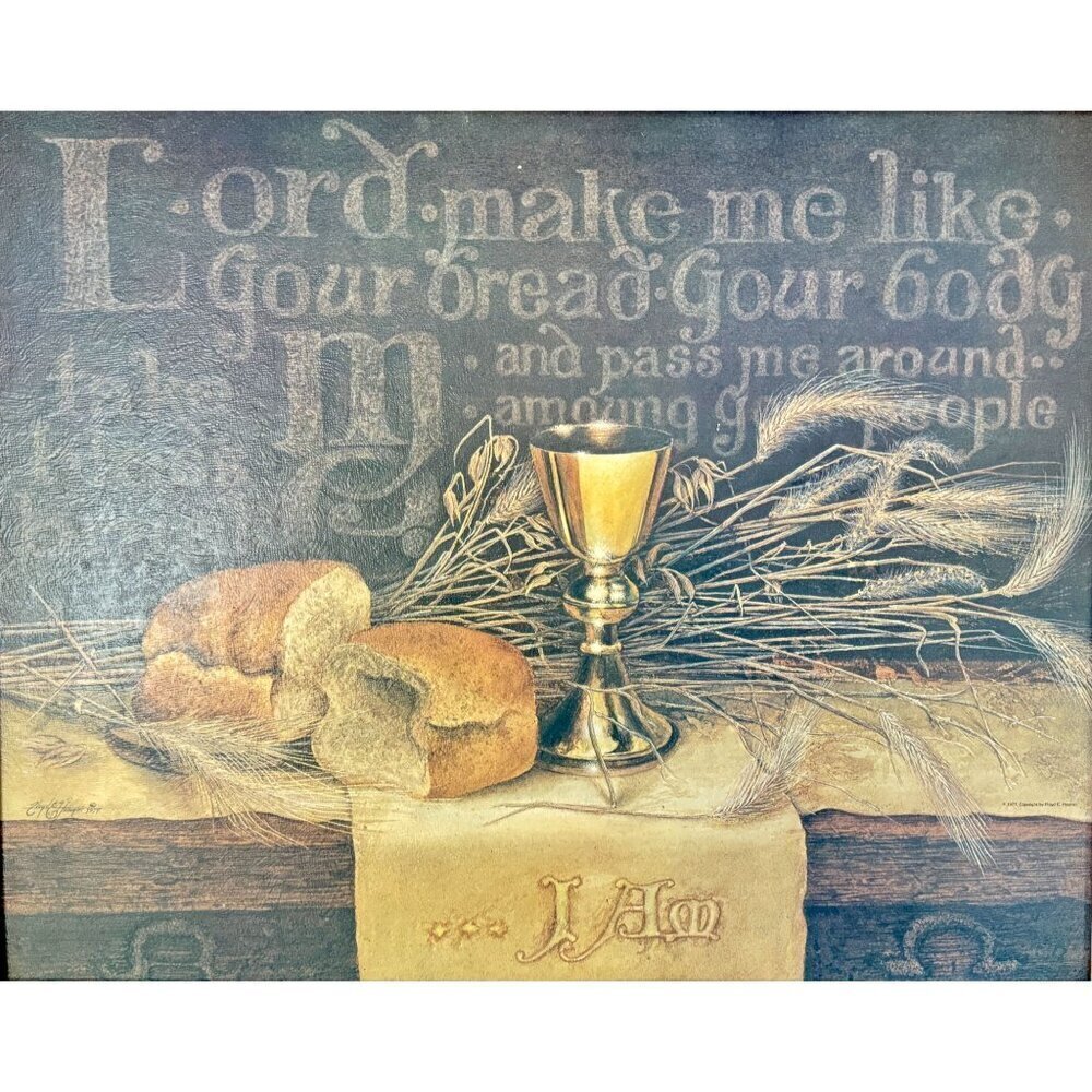 1977 Vintage Printed Bread of Life Matthew by Floyd E Hosmer L 24" x W 19" - Picture 2 of 16